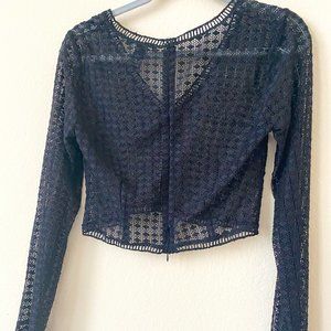 Black Long Sleeve Crop Top